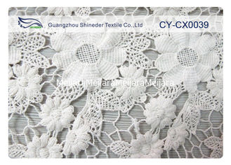 Κίνα Jacquard 100% νάυλον ύφασμα δαντελλών με το άσπρο/πράσινο/μπλε χρώμα Κύπρος-CX0039 προμηθευτής